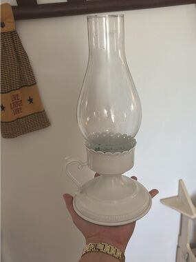 White Glass Hurricane Lamp - Decorative Home Accent